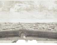 Chernetsov Grigory Grigoryevich Part of the Panorama of Palace Square from the Scaffolding of the Alexander Column  - Hermitage